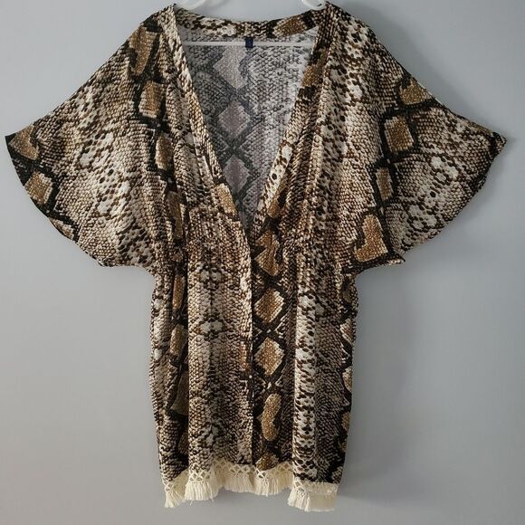 MAR by Vix Brown Multi Snake Print Kimono Size XL - Picture 1 of 8